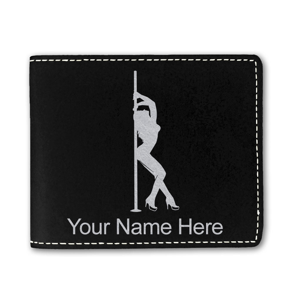 Faux Leather Bi-Fold Wallet, Pole Dancer, Personalized Engraving Included