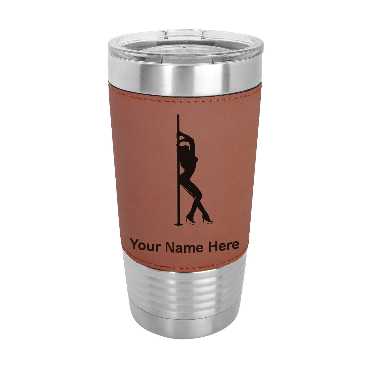 20oz Faux Leather Tumbler Mug, Pole Dancer, Personalized Engraving Included - LaserGram Custom Engraved Gifts