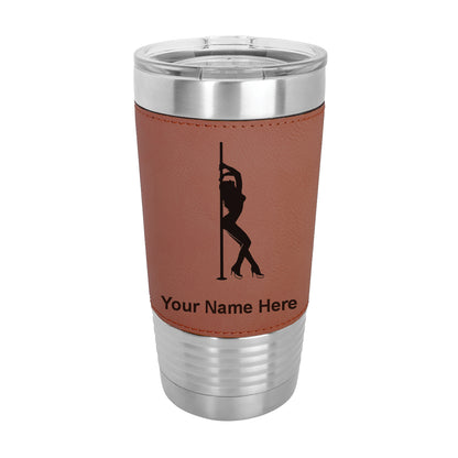 20oz Faux Leather Tumbler Mug, Pole Dancer, Personalized Engraving Included - LaserGram Custom Engraved Gifts