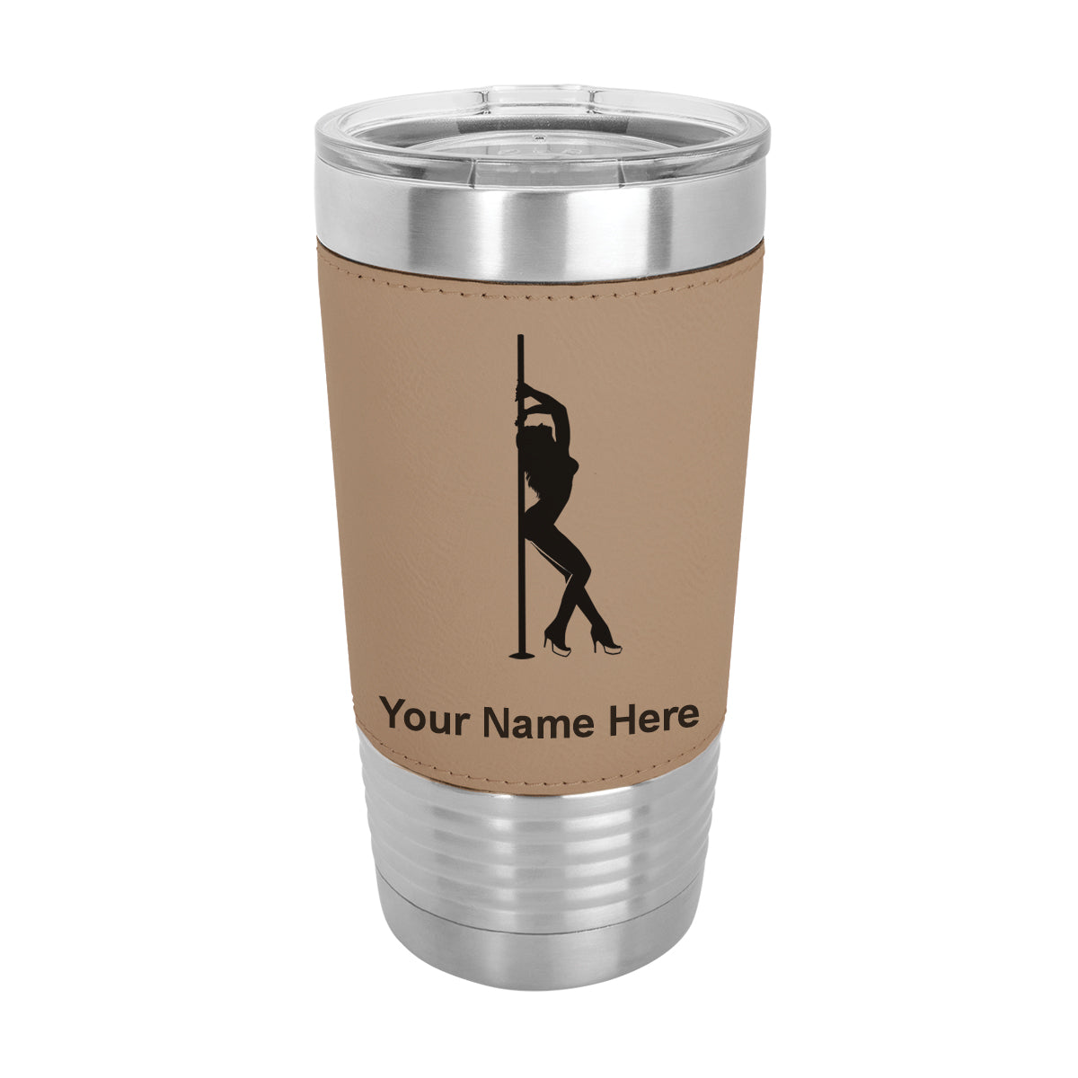 20oz Faux Leather Tumbler Mug, Pole Dancer, Personalized Engraving Included - LaserGram Custom Engraved Gifts