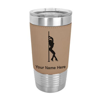 20oz Faux Leather Tumbler Mug, Pole Dancer, Personalized Engraving Included - LaserGram Custom Engraved Gifts