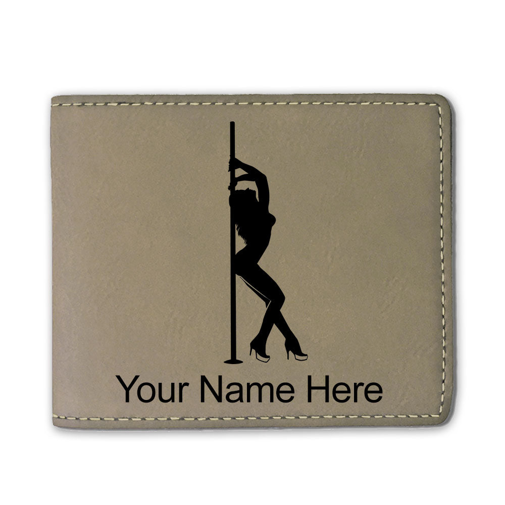 Faux Leather Bi-Fold Wallet, Pole Dancer, Personalized Engraving Included