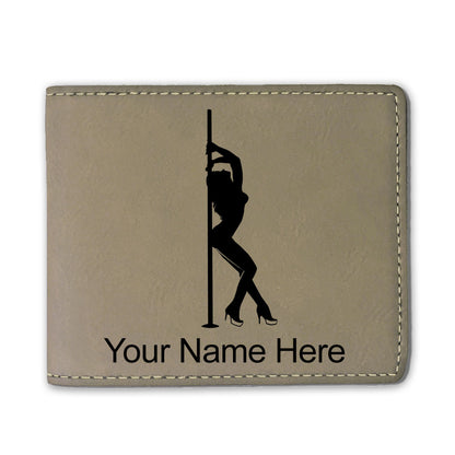 Faux Leather Bi-Fold Wallet, Pole Dancer, Personalized Engraving Included
