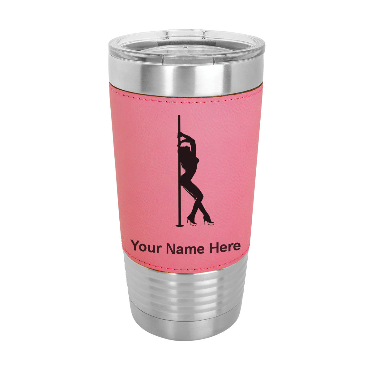 20oz Faux Leather Tumbler Mug, Pole Dancer, Personalized Engraving Included - LaserGram Custom Engraved Gifts