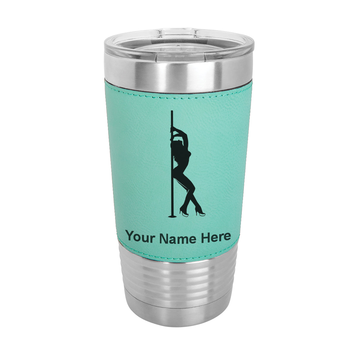 20oz Faux Leather Tumbler Mug, Pole Dancer, Personalized Engraving Included - LaserGram Custom Engraved Gifts