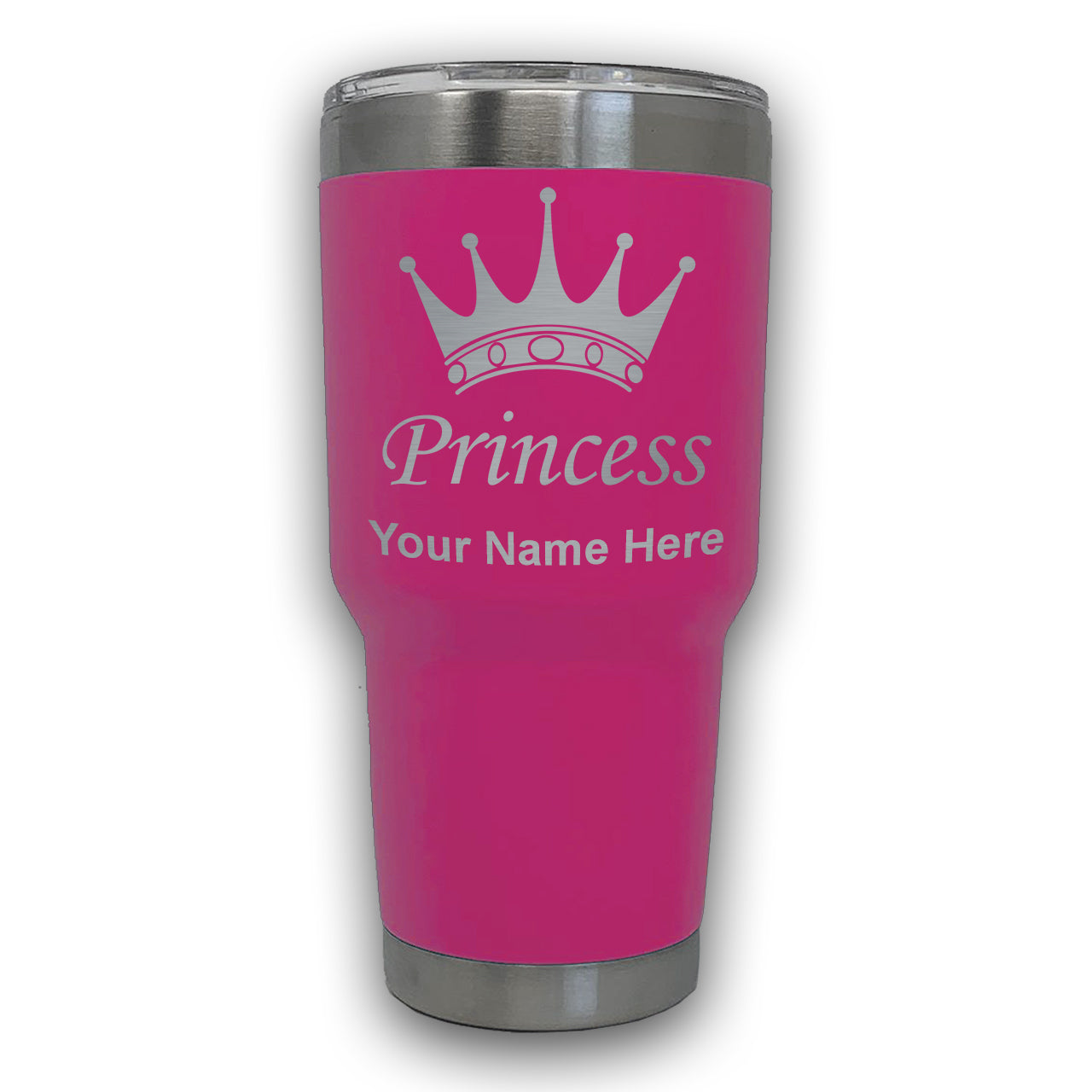 LaserGram 30oz Tumbler Mug, Princess Crown, Personalized Engraving Included