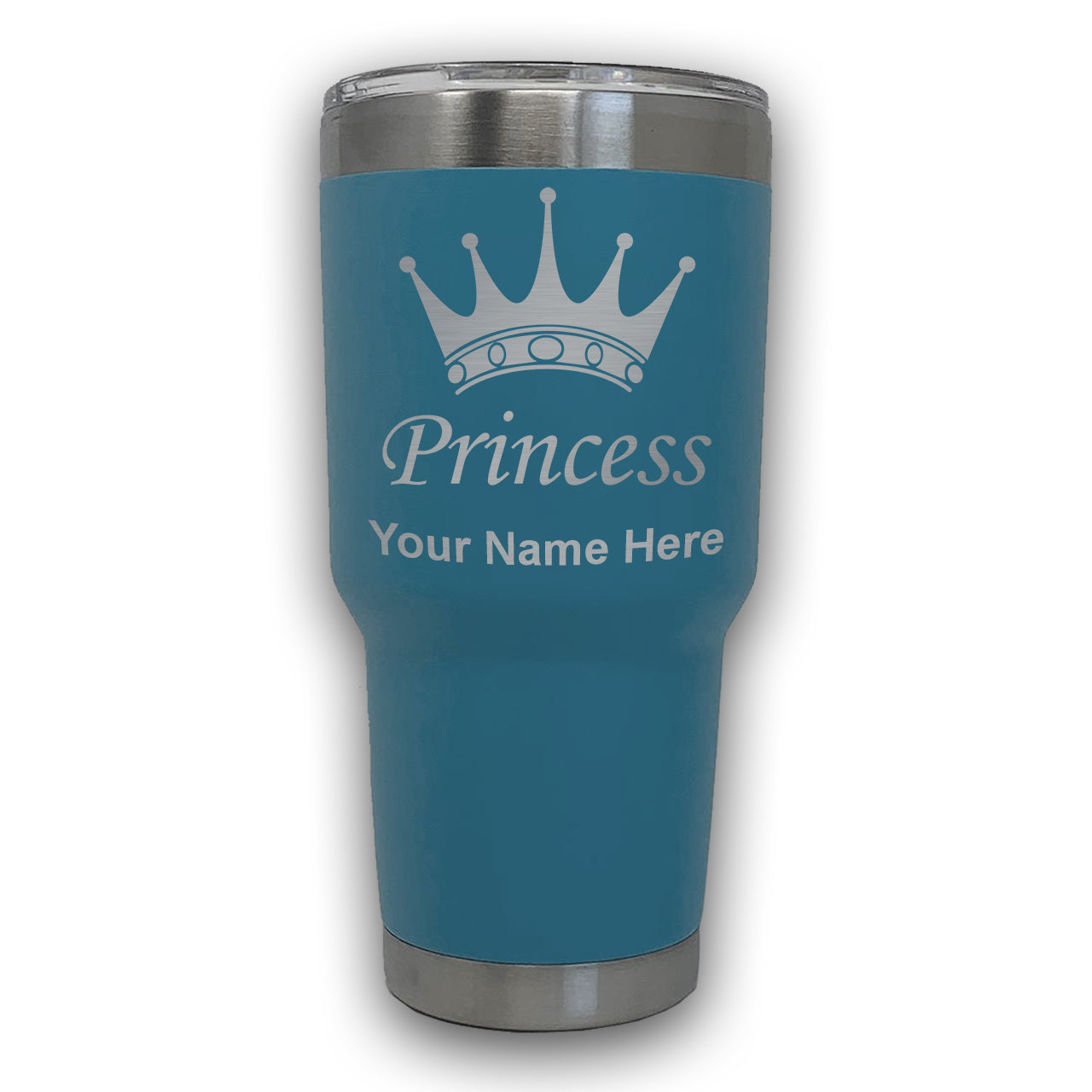 LaserGram 30oz Tumbler Mug, Princess Crown, Personalized Engraving Included