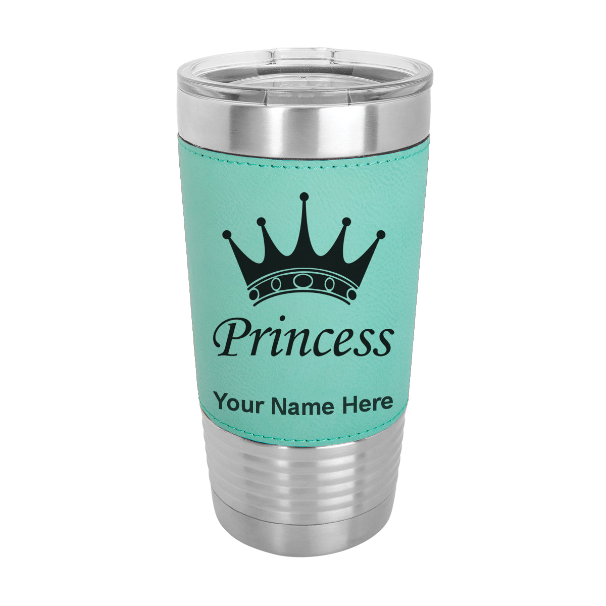 20oz Faux Leather Tumbler Mug, Princess Crown, Personalized Engraving Included - LaserGram Custom Engraved Gifts