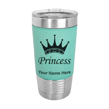 20oz Faux Leather Tumbler Mug, Princess Crown, Personalized Engraving Included - LaserGram Custom Engraved Gifts
