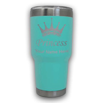 LaserGram 30oz Tumbler Mug, Princess Crown, Personalized Engraving Included