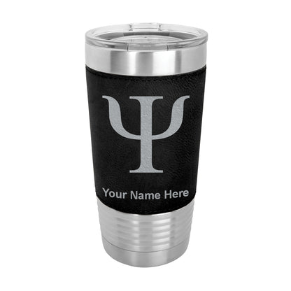 20oz Faux Leather Tumbler Mug, Psi Symbol, Personalized Engraving Included - LaserGram Custom Engraved Gifts