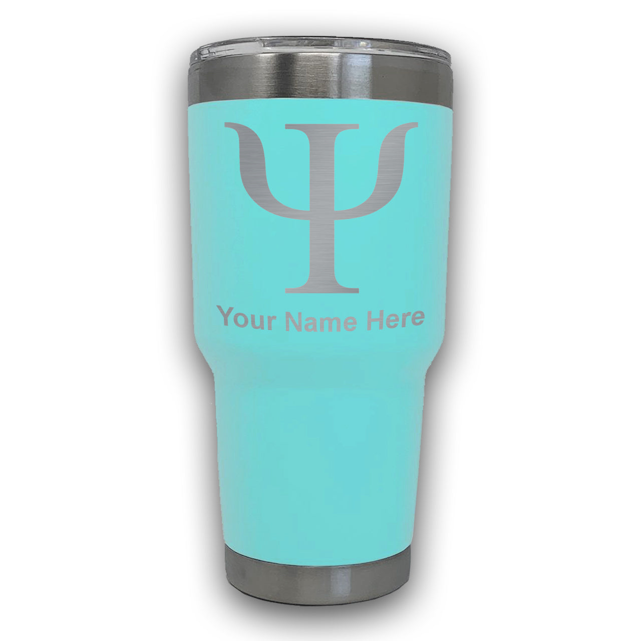 LaserGram 30oz Tumbler Mug, Psi Symbol, Personalized Engraving Included