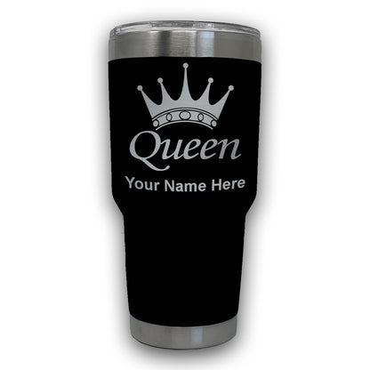 LaserGram 30oz Tumbler Mug, Queen Crown, Personalized Engraving Included