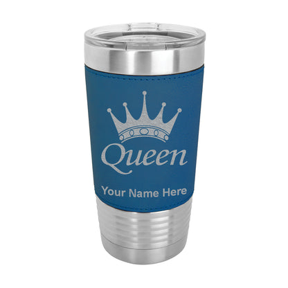 20oz Faux Leather Tumbler Mug, Queen Crown, Personalized Engraving Included - LaserGram Custom Engraved Gifts