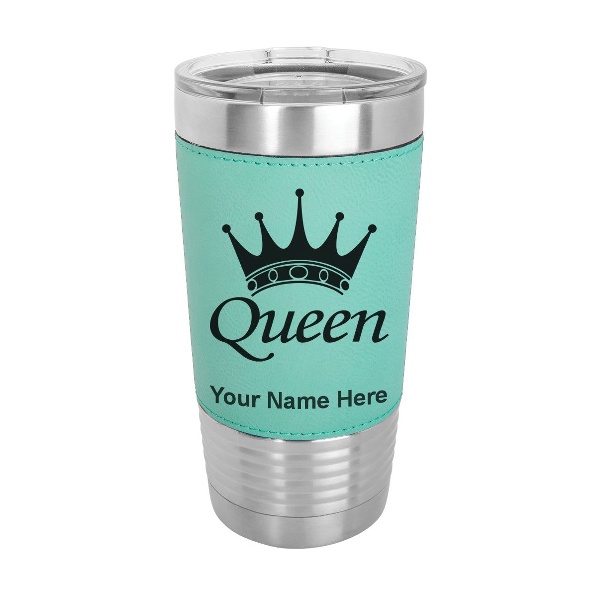 20oz Faux Leather Tumbler Mug, Queen Crown, Personalized Engraving Included - LaserGram Custom Engraved Gifts