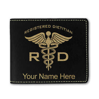 Faux Leather Bi-Fold Wallet, RD Registered Dietitian, Personalized Engraving Included