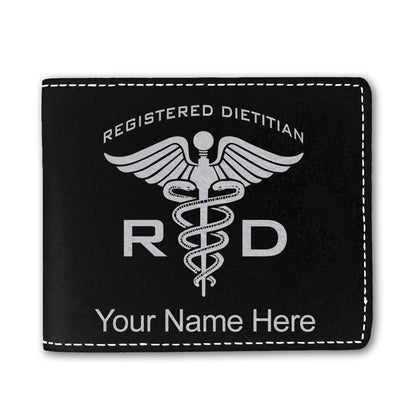 Faux Leather Bi-Fold Wallet, RD Registered Dietitian, Personalized Engraving Included