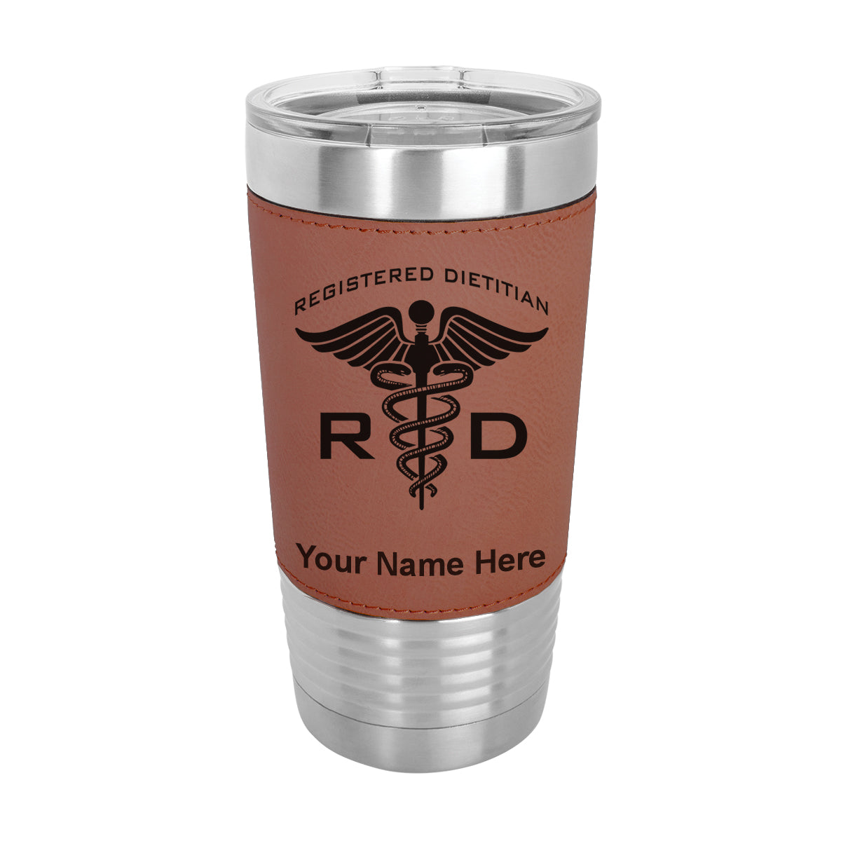 20oz Faux Leather Tumbler Mug, RD Registered Dietitian, Personalized Engraving Included - LaserGram Custom Engraved Gifts