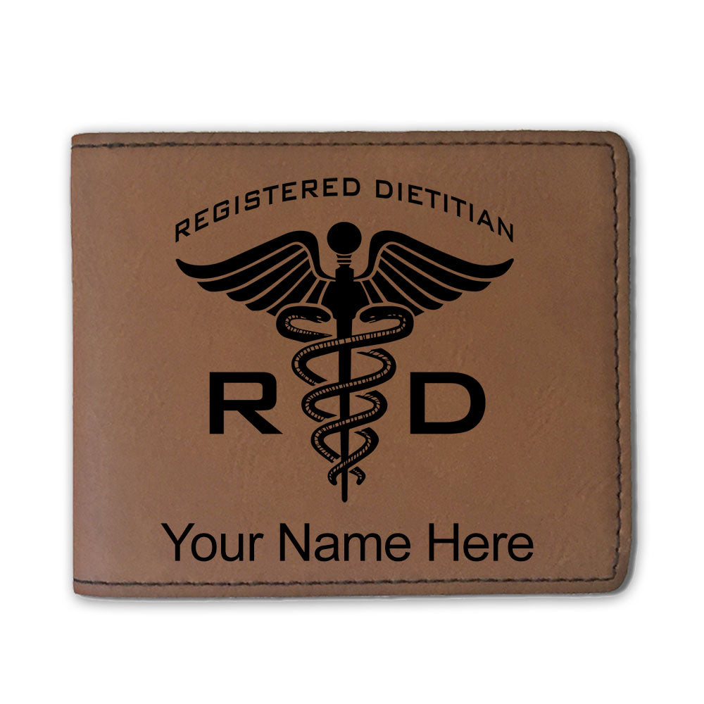Faux Leather Bi-Fold Wallet, RD Registered Dietitian, Personalized Engraving Included
