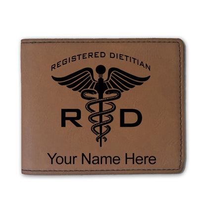 Faux Leather Bi-Fold Wallet, RD Registered Dietitian, Personalized Engraving Included