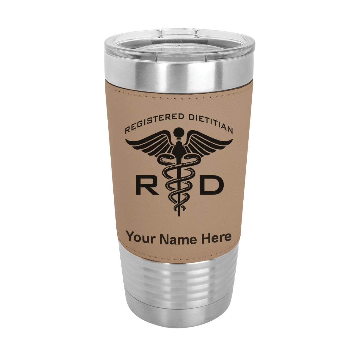 20oz Faux Leather Tumbler Mug, RD Registered Dietitian, Personalized Engraving Included - LaserGram Custom Engraved Gifts