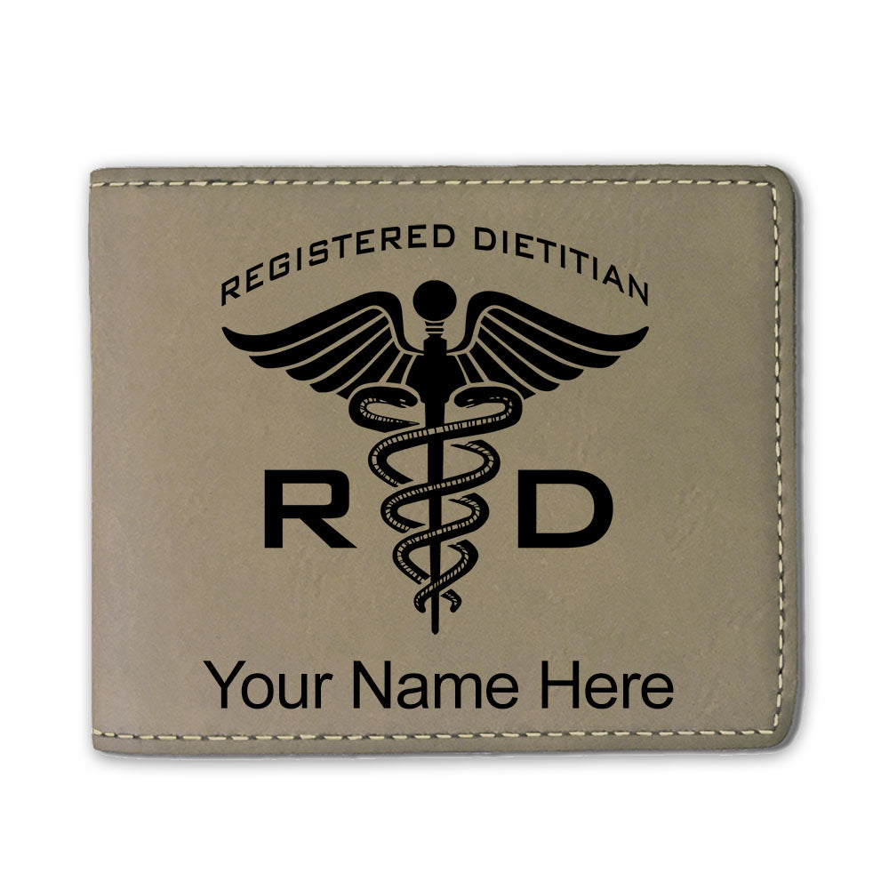 Faux Leather Bi-Fold Wallet, RD Registered Dietitian, Personalized Engraving Included