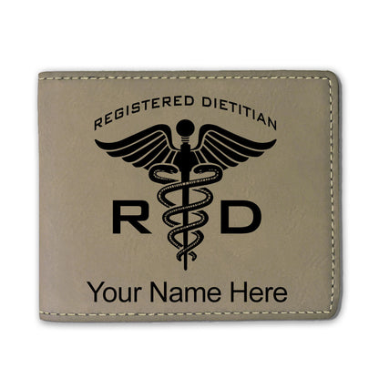 Faux Leather Bi-Fold Wallet, RD Registered Dietitian, Personalized Engraving Included