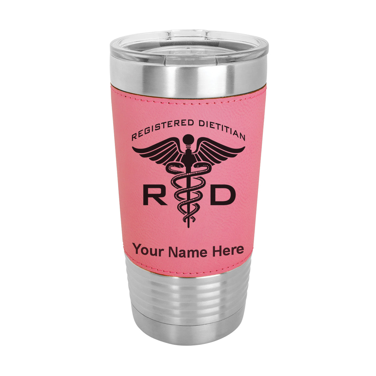 20oz Faux Leather Tumbler Mug, RD Registered Dietitian, Personalized Engraving Included - LaserGram Custom Engraved Gifts