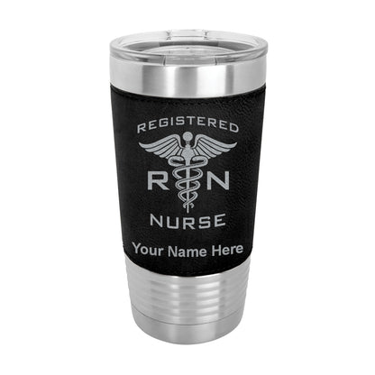 20oz Faux Leather Tumbler Mug, RN Registered Nurse, Personalized Engraving Included - LaserGram Custom Engraved Gifts
