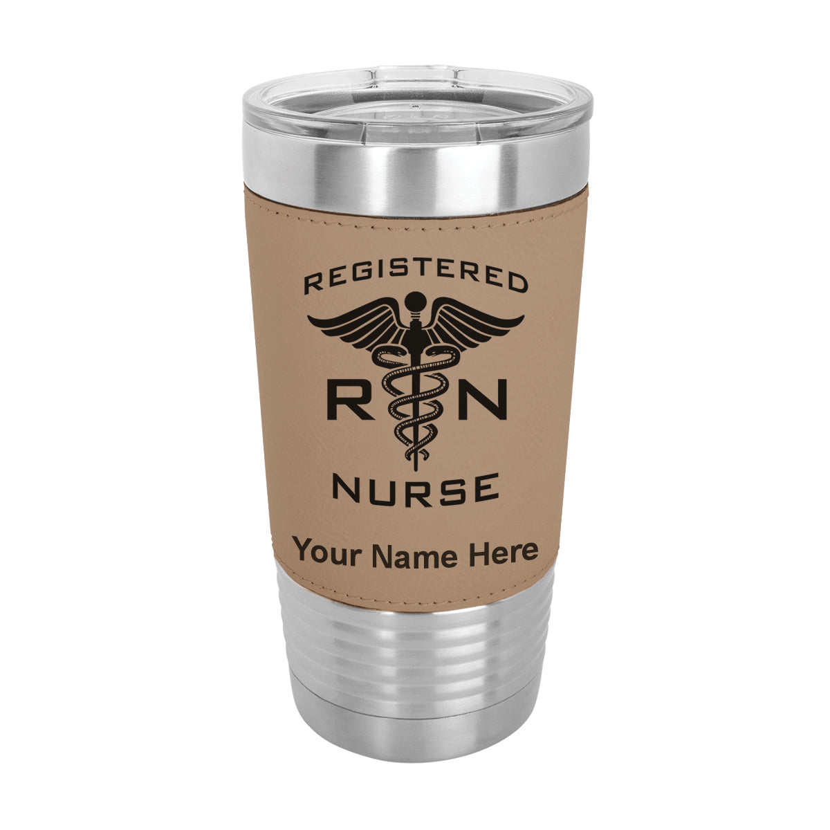 20oz Faux Leather Tumbler Mug, RN Registered Nurse, Personalized Engraving Included - LaserGram Custom Engraved Gifts