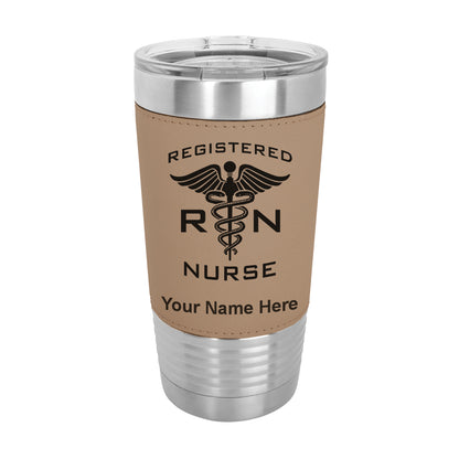 20oz Faux Leather Tumbler Mug, RN Registered Nurse, Personalized Engraving Included - LaserGram Custom Engraved Gifts