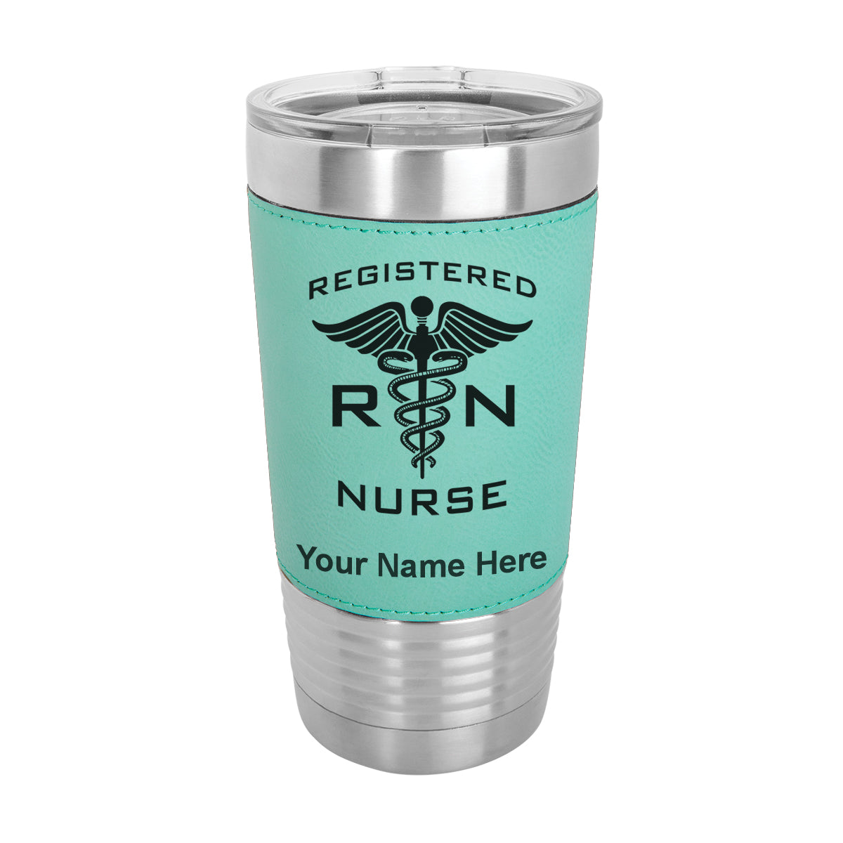 20oz Faux Leather Tumbler Mug, RN Registered Nurse, Personalized Engraving Included - LaserGram Custom Engraved Gifts
