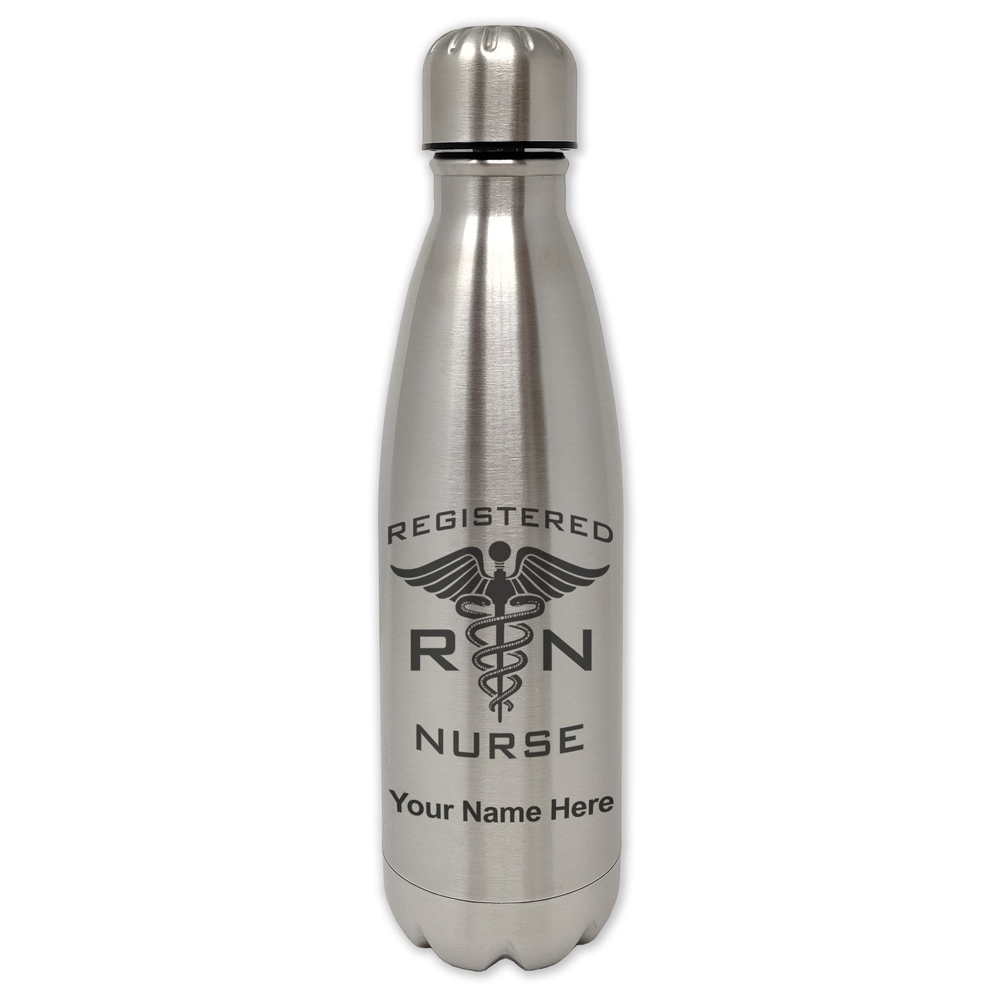 LaserGram Single Wall Water Bottle, RN Registered Nurse, Personalized Engraving Included