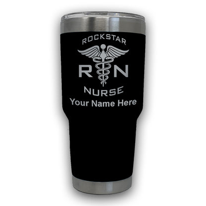 LaserGram 30oz Tumbler Mug, RN Rockstar Nurse, Personalized Engraving Included
