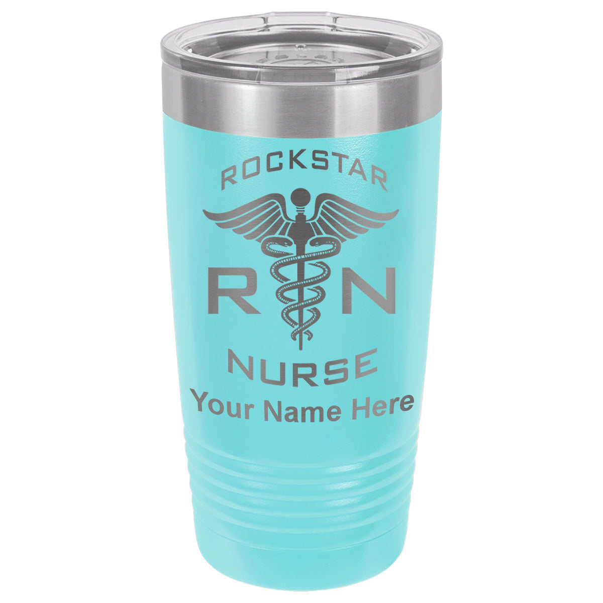 20oz Vacuum Insulated Tumbler Mug, RN Rockstar Nurse, Personalized Engraving Included
