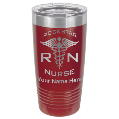 20oz Vacuum Insulated Tumbler Mug, RN Rockstar Nurse, Personalized Engraving Included