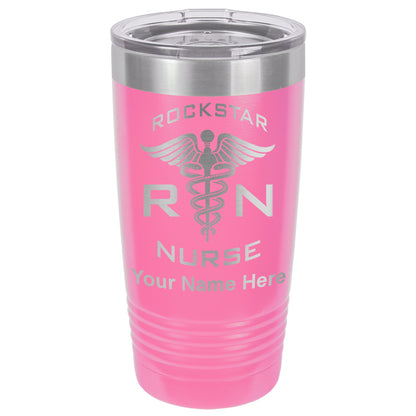 20oz Vacuum Insulated Tumbler Mug, RN Rockstar Nurse, Personalized Engraving Included