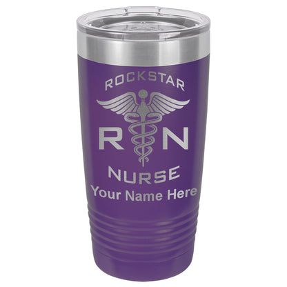 20oz Vacuum Insulated Tumbler Mug, RN Rockstar Nurse, Personalized Engraving Included