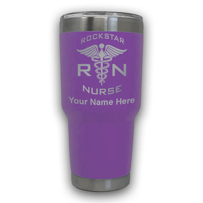 LaserGram 30oz Tumbler Mug, RN Rockstar Nurse, Personalized Engraving Included