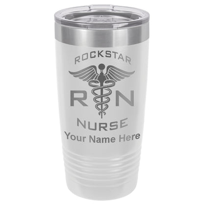 20oz Vacuum Insulated Tumbler Mug, RN Rockstar Nurse, Personalized Engraving Included