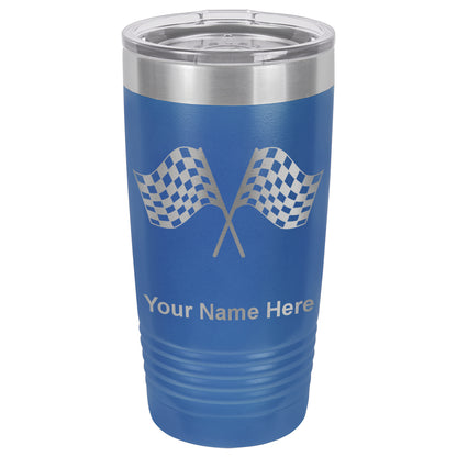 20oz Vacuum Insulated Tumbler Mug, Racing Flags, Personalized Engraving Included