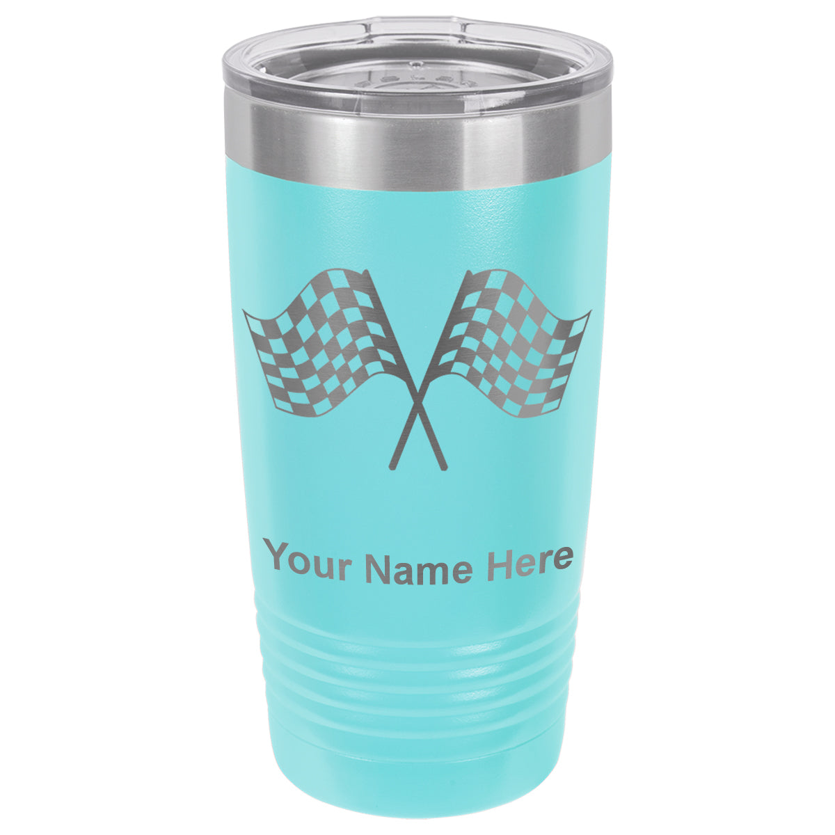 20oz Vacuum Insulated Tumbler Mug, Racing Flags, Personalized Engraving Included