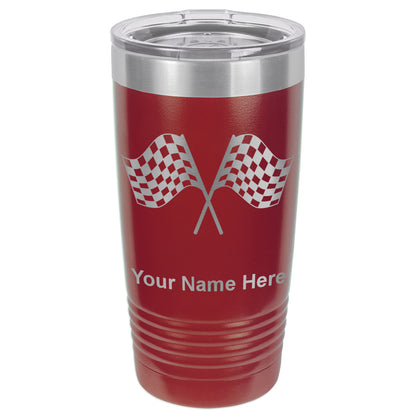 20oz Vacuum Insulated Tumbler Mug, Racing Flags, Personalized Engraving Included