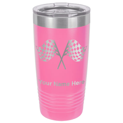 20oz Vacuum Insulated Tumbler Mug, Racing Flags, Personalized Engraving Included