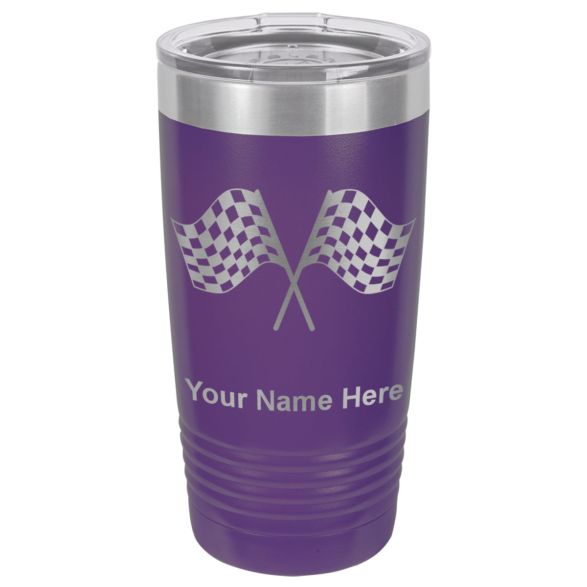 20oz Vacuum Insulated Tumbler Mug, Racing Flags, Personalized Engraving Included