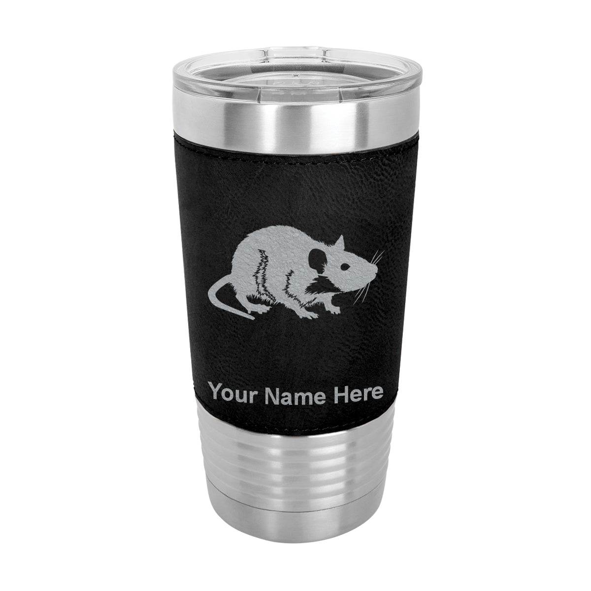 20oz Faux Leather Tumbler Mug, Rat, Personalized Engraving Included - LaserGram Custom Engraved Gifts