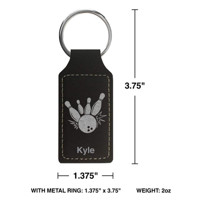 Faux Leather Rectangle Keychain, Elk, Personalized Engraving Included