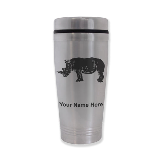 Commuter Travel Mug, Rhinoceros, Personalized Engraving Included