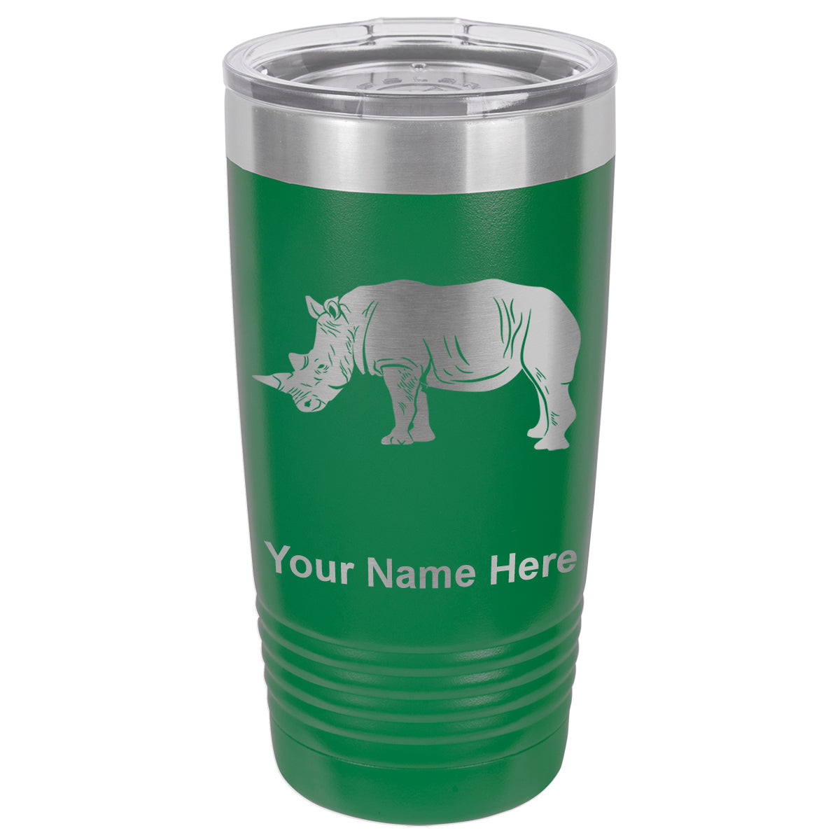 20oz Vacuum Insulated Tumbler Mug, Rhinoceros, Personalized Engraving Included