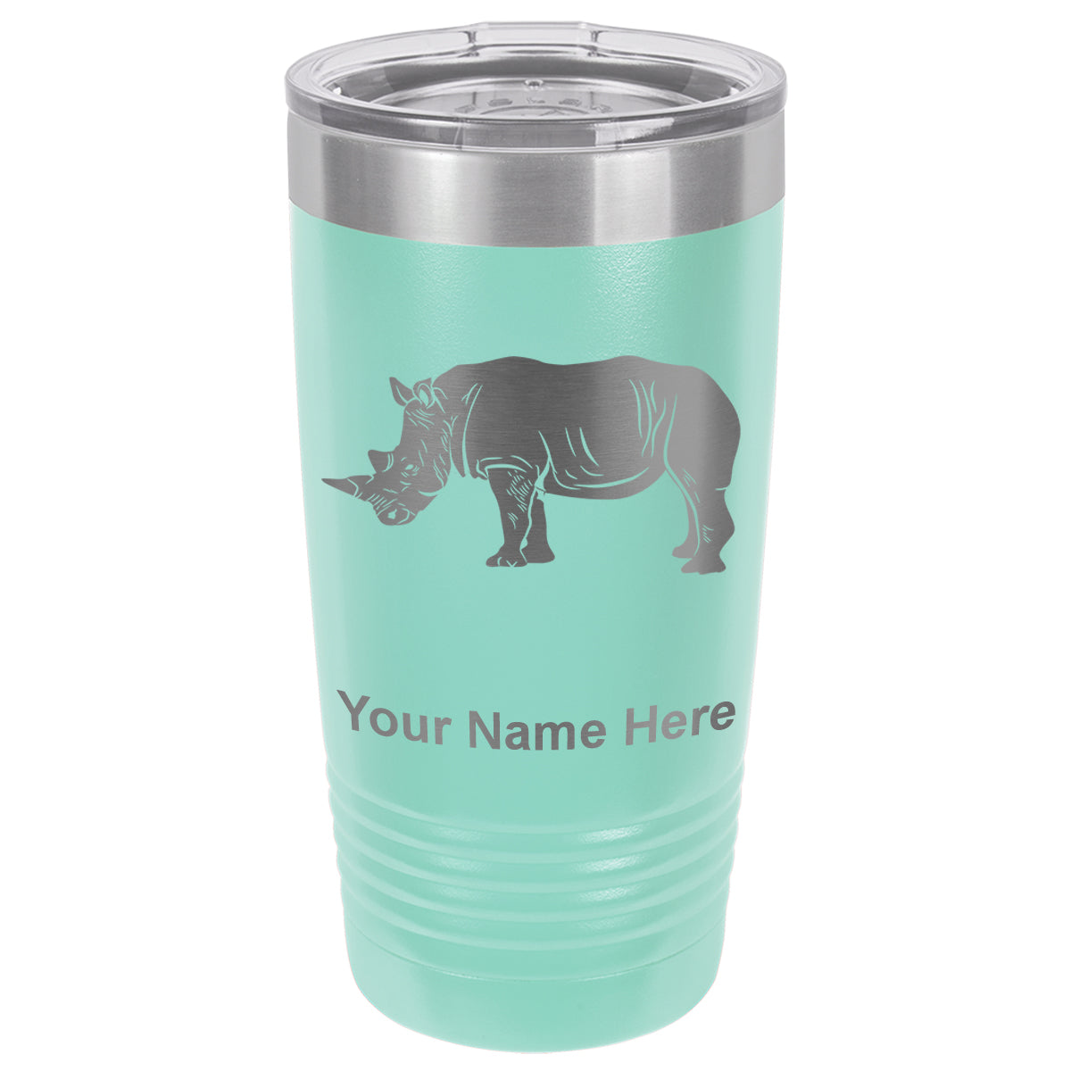 20oz Vacuum Insulated Tumbler Mug, Rhinoceros, Personalized Engraving Included